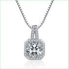 9mm Round Cut Diamond Halo Pendant Necklace 14k White Gold Finish Free Chain