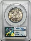 1957 P Franklin Half Dollar Pcgs Ms-66 Fbl Full Bell Lines Old Green Holder 