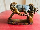 Vintage Carved Stone Horse China Intricate   Bold Super Condition Heavy 4 75  H