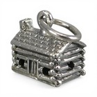 Log Cabin Charm For Bracelet Sterling Silver Vintage New Brown County Vacation