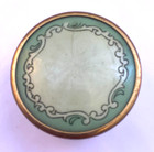 Vintage Clear Glass Brass   Celluloid Lid Vanity Powder Jar