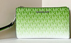 Michael Kors Jet Set Double-zip Wristlet Jungle Green Wallet Nwt 35r5stvw3v F