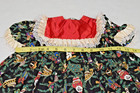 Vintage Girls Dress Size 3 70s Victorian Christmas Red Yoke Lace And Satin Trim