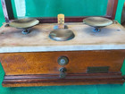 Antique Apothecary Pharmacy Balance Scale By Henry Troemner  Marble Wood   Glass
