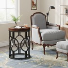 Rustic Wood Round End Table For Living Room  Small Sofa Side Accent Coffee Table