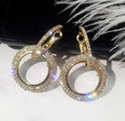 Women s Fashion Jewelry Gold Rose Gold   Silver Rhinestone Hoop Earrings 83-2