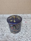 Vintage Daher Tin Container Blue Chinoiserie Asian Scene Birds Lidded England