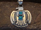 Native American Sterling Silver   Turquoise Thunderbird Pendant By Martinez