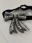 Dolce   Gabbana Crystal Bow Tie Silver Black Women s Designer One Size