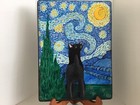 Vangoghishpaintingblack Cat Gazing Atmoon3d see Below susan Doll Design-unique