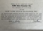Vintage New York Stock Exchange Member Certificate - Rbc Dain Rauscher - 23   x18   
