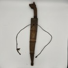 Antique Filipino Barong Short Sword Wood Scabbard Hand Carved Horse Etched Blade