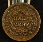 1853 Braided Hair Half Cent  Ef Attractive Coin With Nice Details   Surfaces