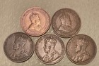 5 Piece Lot Canada Large Cents 1902 1910 1913 1915 1918