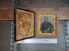 6th Plate Tintype Civil War Soldier Full Case Blue Eyes Officer Attire  