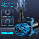 Pond Pump For Fountain Fish Pond   Waterfall  800-2700gph 18ft Lift  150w Adjust