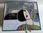 Beautiful Vintage Signed Hand Made Stained Glass Jewelry Trinket Box With Drawer