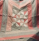 New Handmade Baby Crib Quilt-pastel Floral Pinks   Gray With Pinwheel Pattern