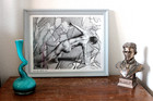Original Charcoal Drawing Male Figure Study Framed Fine Art Signed Grapich 11x14