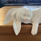 White Ceramic Sleeping Bunny Rabbit Shelf Sitter Figurine Easter Spring Decor