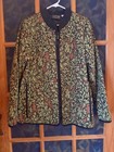 Vintage Bob Mackie Wearable Art Jacket Botanical Leaf Print Full Zip Women s Xl