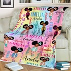 Personalized Afro Girl Fleece Blanket With Name Black Baby Birthday Gift Kid Usa