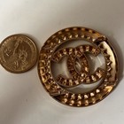 Chanel Cc Logo Button    52 Mm 2 05 In Gold Tone Rhinestones Large Emblem 4-hole