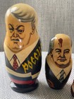 Vintage Wooden Russian Nesting Dolls Soviet Leaders Matryoshka Hand Painted  5 