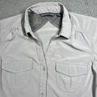 Exofficio Womens Button Up Shirt Grey Vented Long Sleeve Hiking Size Medium