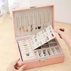 For Necklaces Rings Earrings Jewelry Box Organizer Storage Case Pink Women Gift