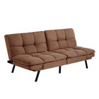 Modern Tufted Faux Suede Split Back Futon Sofa Bed Couch Loveseat Sleeper Camel