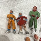 Vintage Barclay Manoil Lead Toy Figurines Ice Skating 2 Women Sitting To Watch