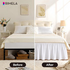 White Queen Bed Skirt 12 Inch Drop Ruffled Elastic Wraparound Bed Frame Easy Fit
