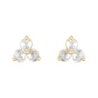 14k Yellow Gold 1 4 Ctw Lab Grown Diamond Three Stone Stud Earrings