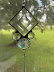 Long Teardrop   Clear Stained Glass  10    Sun Catcher Hand Blown Glass Blue