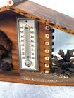 Vintage German Wooden Log Cabin Weather House   Thermometer Station