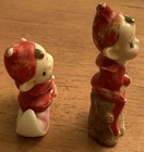 Set Of 2 Pixie Elf Gnome Ceramic Figurines Mcm Japan Christmas Napco 1940 s