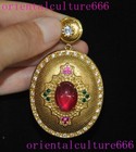 2 4 china Ancient Dynasty Palace Bronze Gilt Inlay Gemstone Statue Pendant