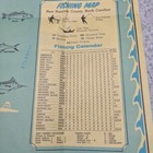 Vintage Fishing Map Hanover County Wilmington  Carolina Beach  Kure Beach Nc