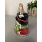 Cute Snowman Ceramic Toothpick Holder With Dispenser Black Hat Holiday Decor