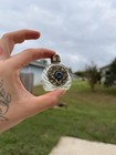 Czech Cobalt Glass Jeweled Perfume Bottle   