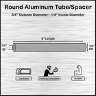 Aluminum Spacer-tubing- 3 4  Od X 1 4  Id X 8  Long--fits M6 Or 1 4  Bolts