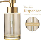 Thick Glass Soap Dispenser With Stainless Steel Pump 12oz Gold Bathroom Hand Liq