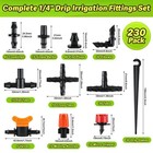 230 Pcs Drip Irrigation Fittings Kit  Connectors  Nozzles  Valves   More