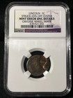 Lincoln 1c Struck 65  Off Center Ngc Mint Error Unc Details Obverse Wheel Mark