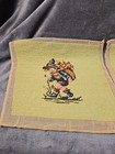 Vintage Hummel Green Boy Needlepoint Finished 13 x12    Hiking Basket Of Flowers