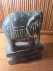 Carved Green Stone Elephant Statue Figurine 6  Decorative Sculpture On Base