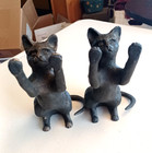 Kitty Cat Cast Iron Decorative Book Ends Pair Set Of 2 Black Heavy Gift Decor