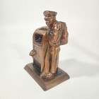 Usps Mailman Delivering The Mail Copper Tone Metal Coin Bank Usa Made Vintage