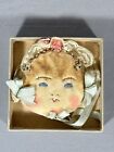 Patsy Puff Rare Vintage Powder Makeup Puff Doll Face W box Figural Lace Ribbons